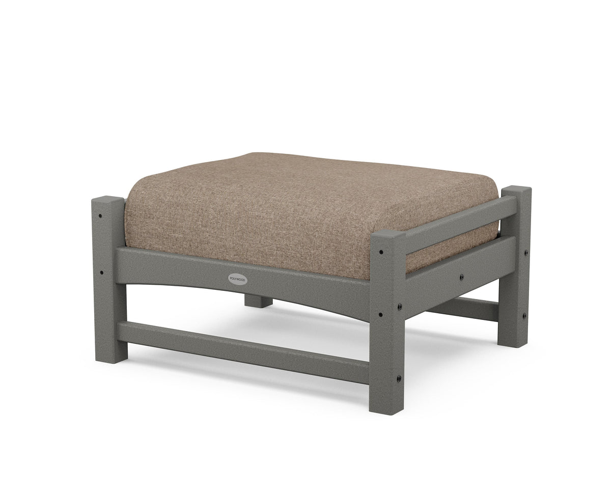 POLYWOOD Club Ottoman in Slate Grey / Spiced Burlap
