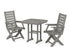 POLYWOOD Captain Folding Chair 3-Piece Dining Set in Slate Grey