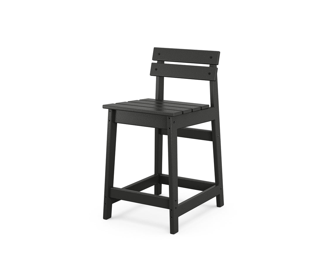 POLYWOOD Modern Studio Plaza Lowback Counter Chair in Black