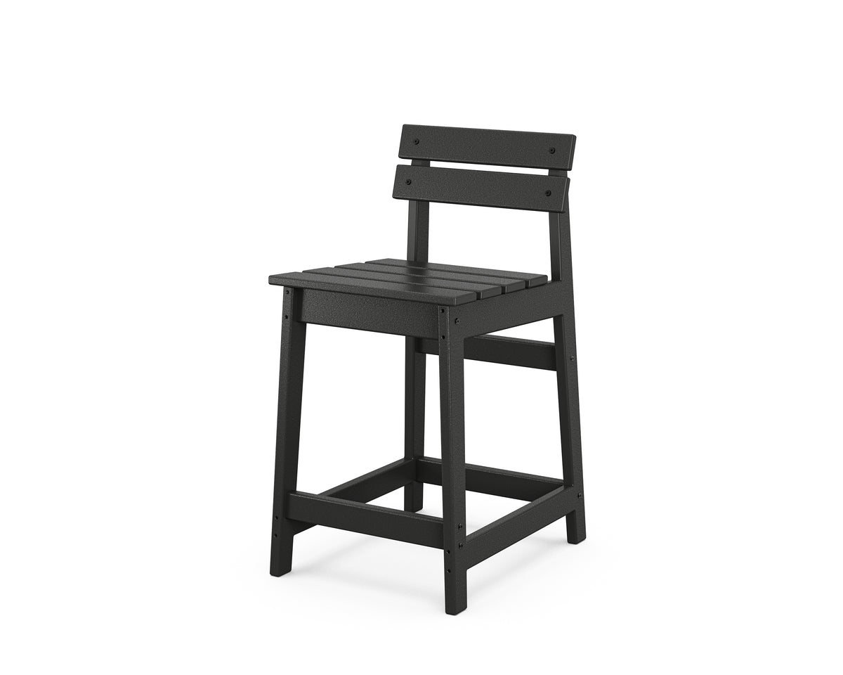POLYWOOD Modern Studio Plaza Lowback Counter Chair in Black