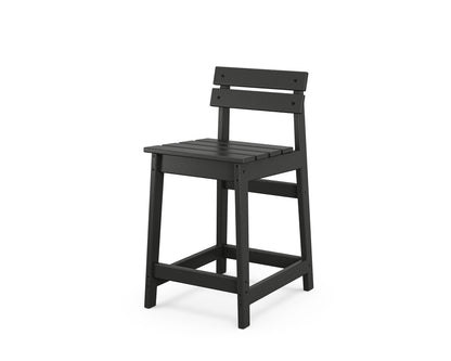 POLYWOOD Modern Studio Plaza Lowback Counter Chair in Black