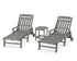 POLYWOOD Cottage 3-Piece Chaise Set with Arms and Wheels in Slate Grey