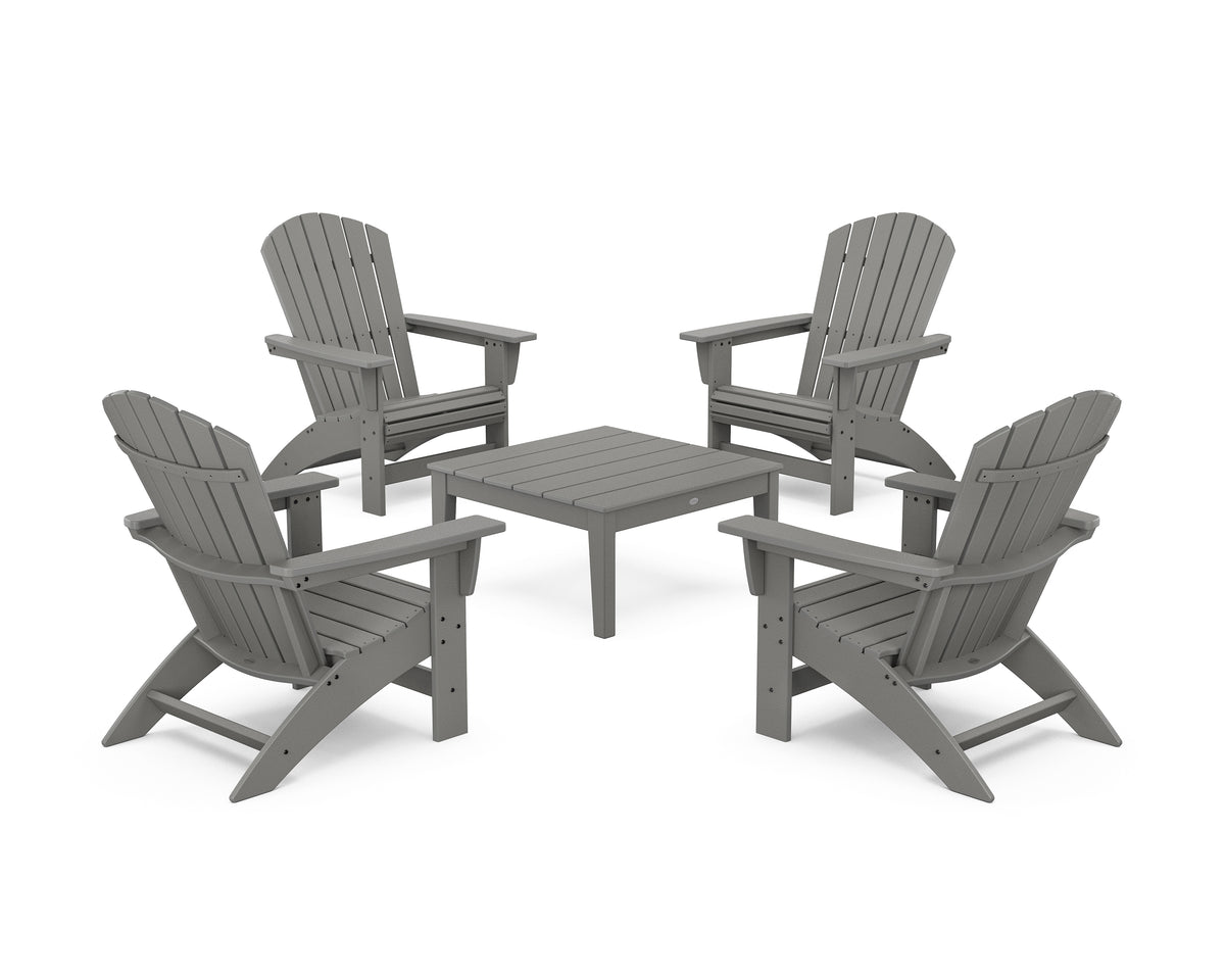 POLYWOOD 5-Piece Nautical Grand Adirondack Chair Conversation Group in Slate Grey