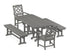 POLYWOOD Chinoiserie 5-Piece Dining Set with Benches in Slate Grey