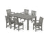 POLYWOOD Mission Arm Chair 7-Piece Parsons Dining Set in Slate Grey