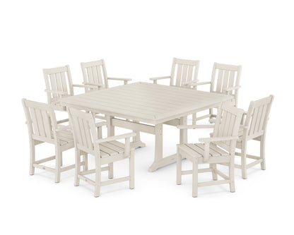 POLYWOOD Oxford 9-Piece Square Dining Set with Trestle Legs in Sand