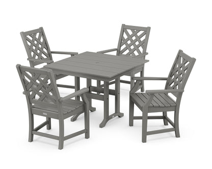 POLYWOOD Wovendale 5-Piece Farmhouse Dining Set in Slate Grey