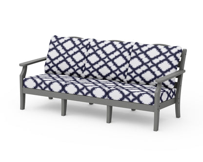POLYWOOD Savannah Deep Seating Sofa in Slate Grey / Trellis Navy
