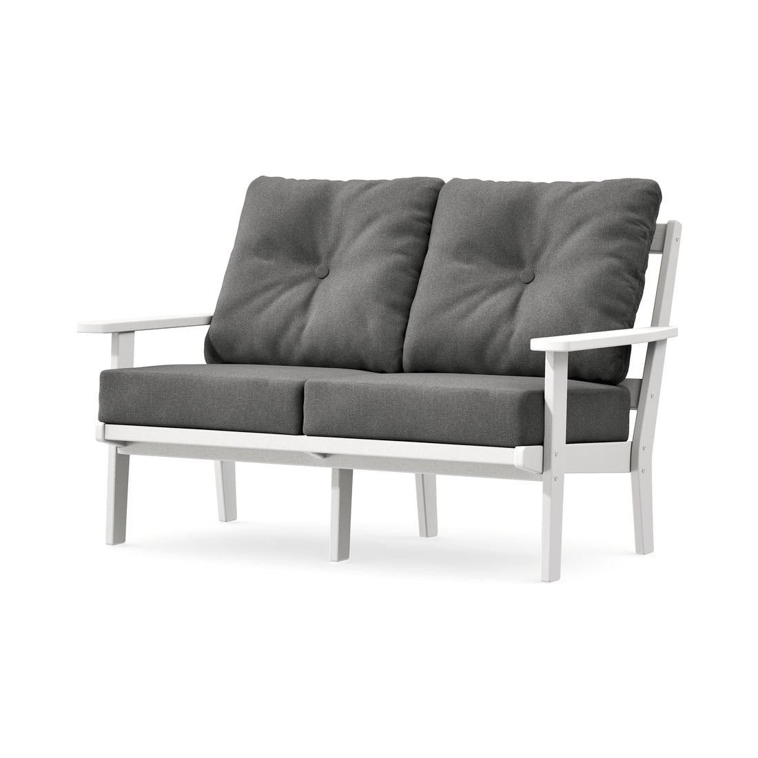 POLYWOOD Oxford Deep Seating Loveseat in White / Ash Charcoal