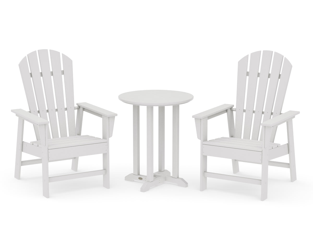 POLYWOOD South Beach 3-Piece Round Farmhouse Bistro Dining Set in Vintage White