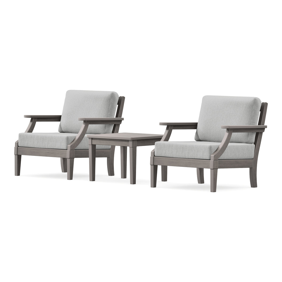 POLYWOOD PW Designer Series Estate 3-Piece Lounge Chair Set in Driftwood / Granite