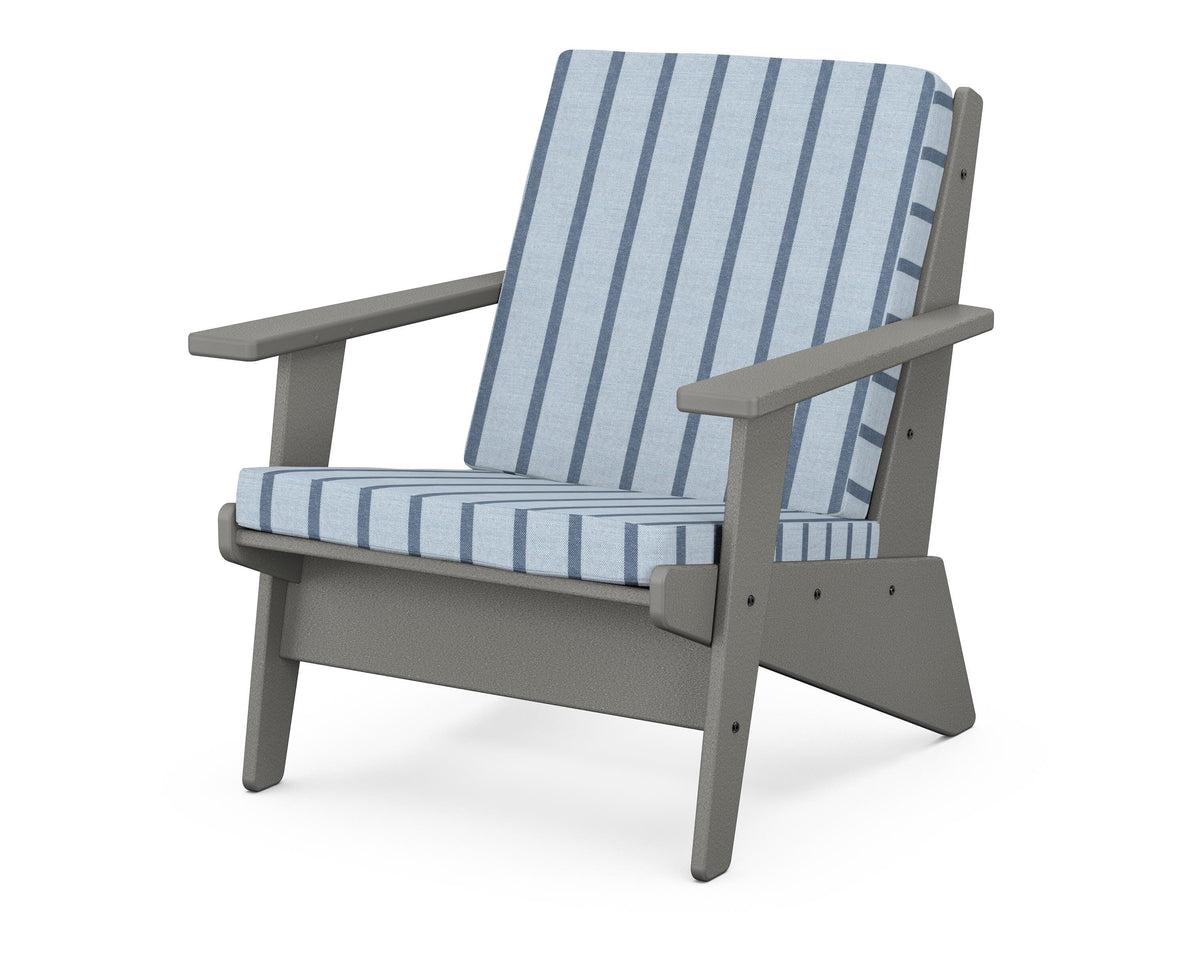 POLYWOOD Riviera Modern Lounge Chair in Slate Grey / Unwind Sky