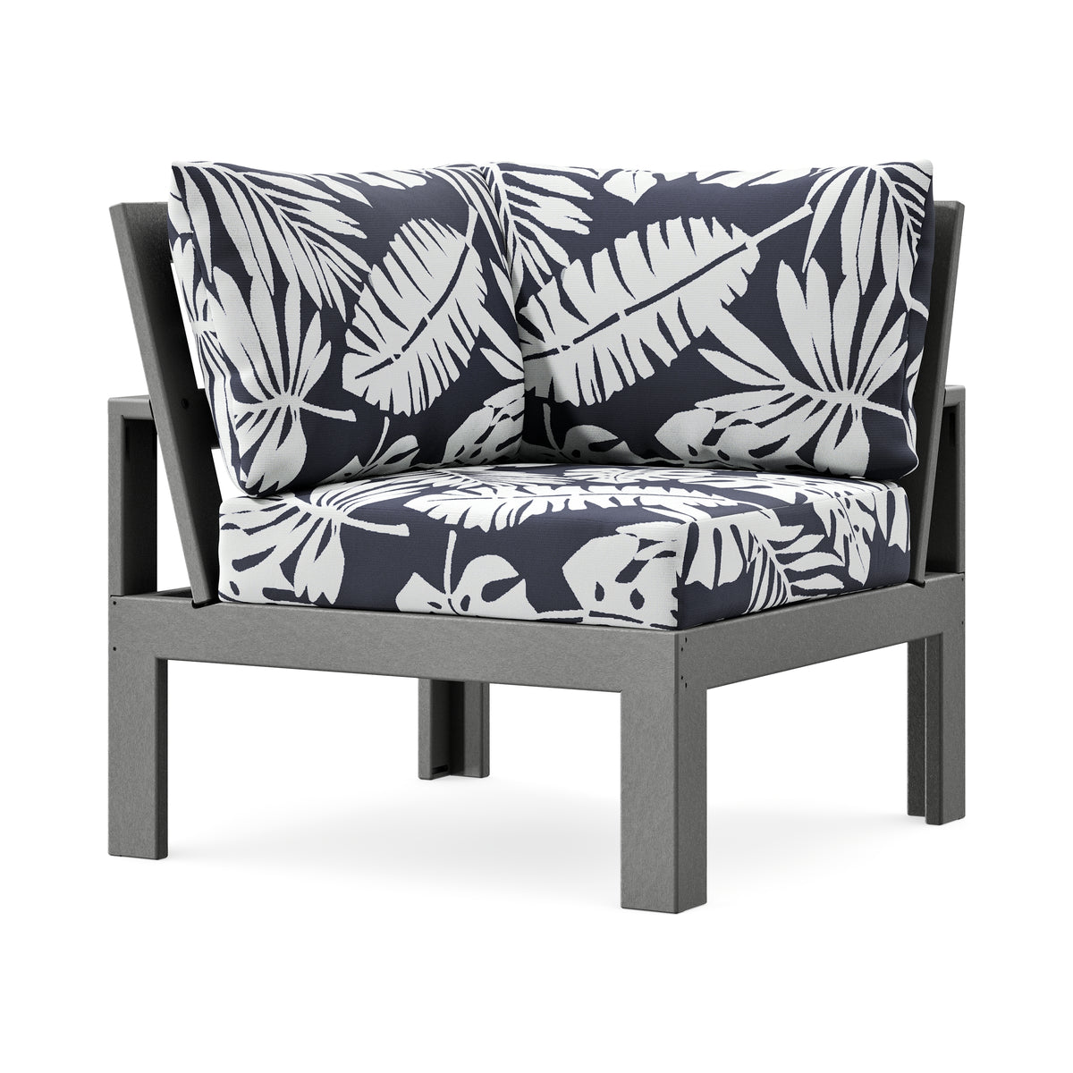 POLYWOOD Modular Corner Chair in Slate Grey / Leaf Navy