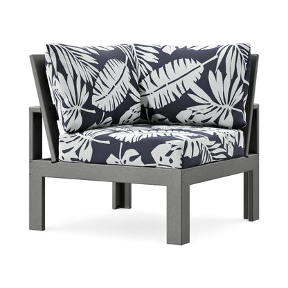 POLYWOOD Modular Corner Chair in Slate Grey / Leaf Navy