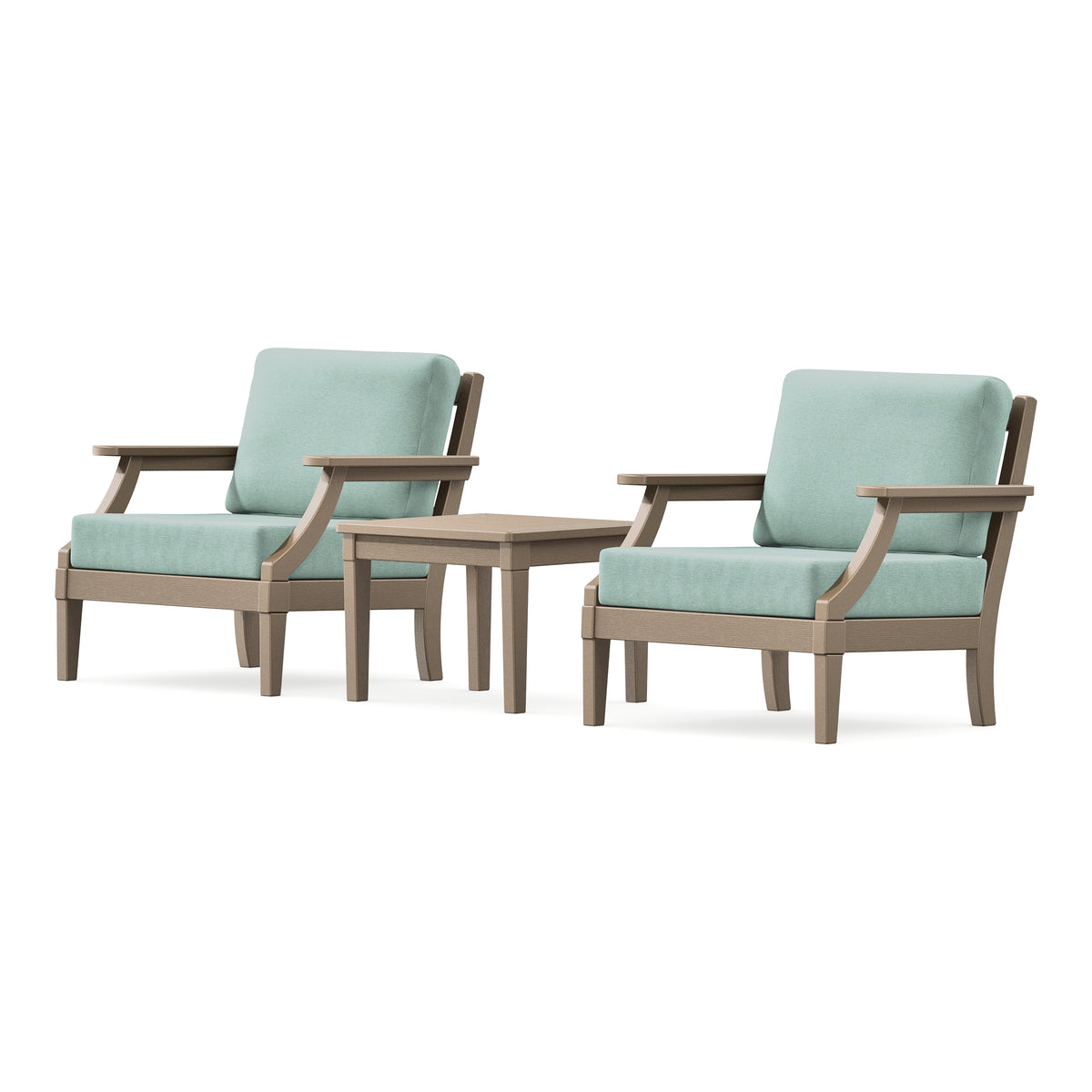 POLYWOOD PW Designer Series Estate 3-Piece Lounge Chair Set in Vintage Sahara / Glacier Spa
