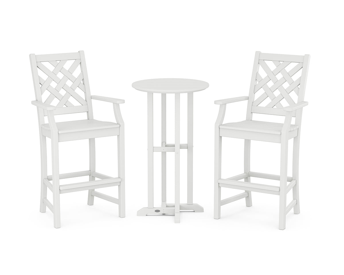 POLYWOOD Country Living Wovendale 3-Piece Farmhouse Bar Set in White