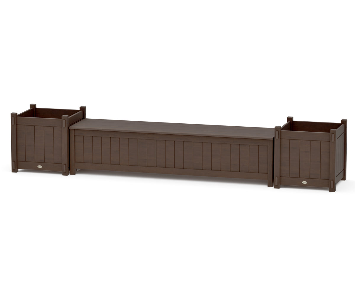 POLYWOOD 72" Vineyard Straight Planter Storage Bench Set - Large in Kona
