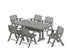 POLYWOOD Nautical Lowback 7-Piece Farmhouse Dining Set with Trestle Legs in Slate Grey