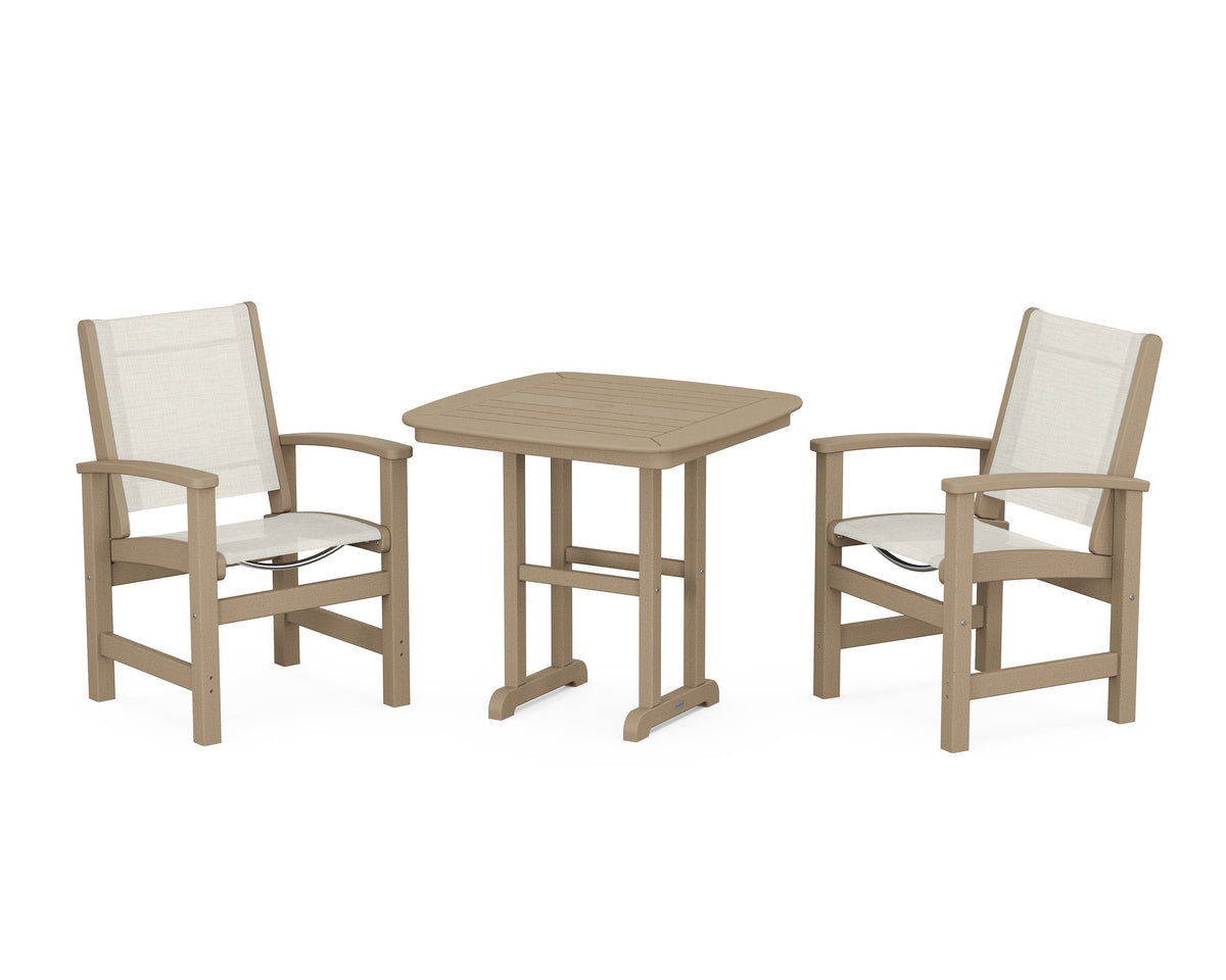 POLYWOOD Coastal 3-Piece Dining Set in Vintage Sahara / Parchment
