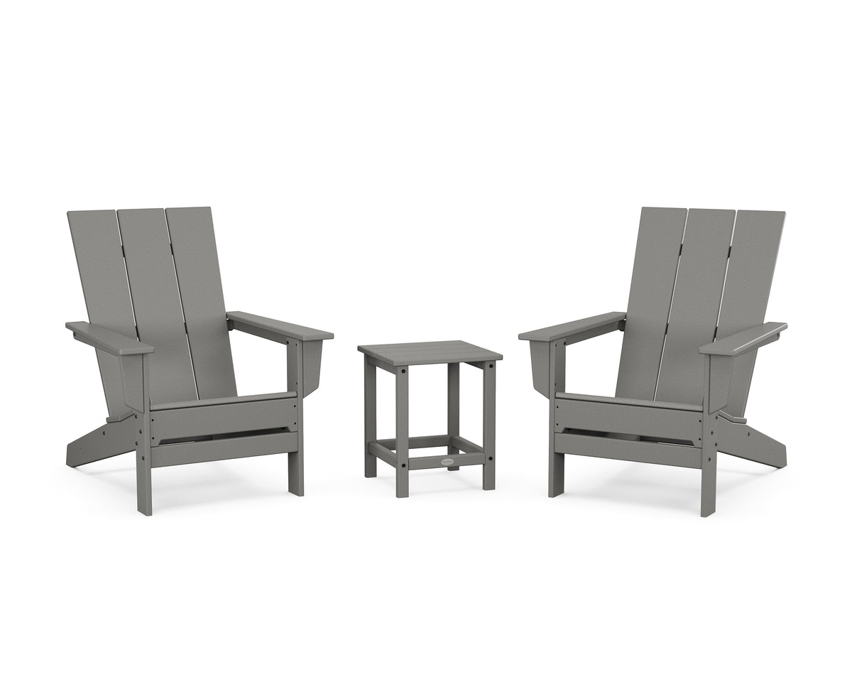 POLYWOOD 3-Piece Modern Studio Adirondack Set in Slate Grey