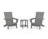POLYWOOD 3-Piece Modern Studio Adirondack Set in Slate Grey