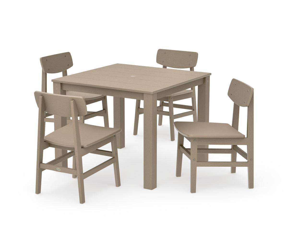 POLYWOOD Modern Studio Urban Chair 5-Piece Parsons Dining Set in Vintage Sahara