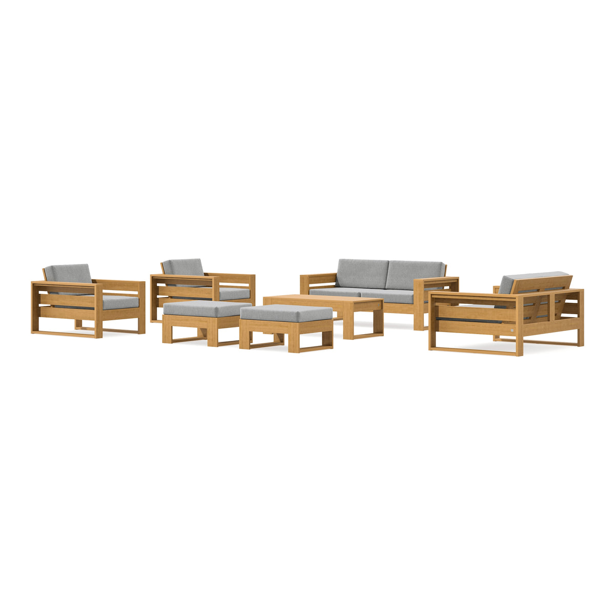 POLYWOOD PW Designer Series Latitude 7-Piece Lounge Loveseat Set in Natural / Grey Mist