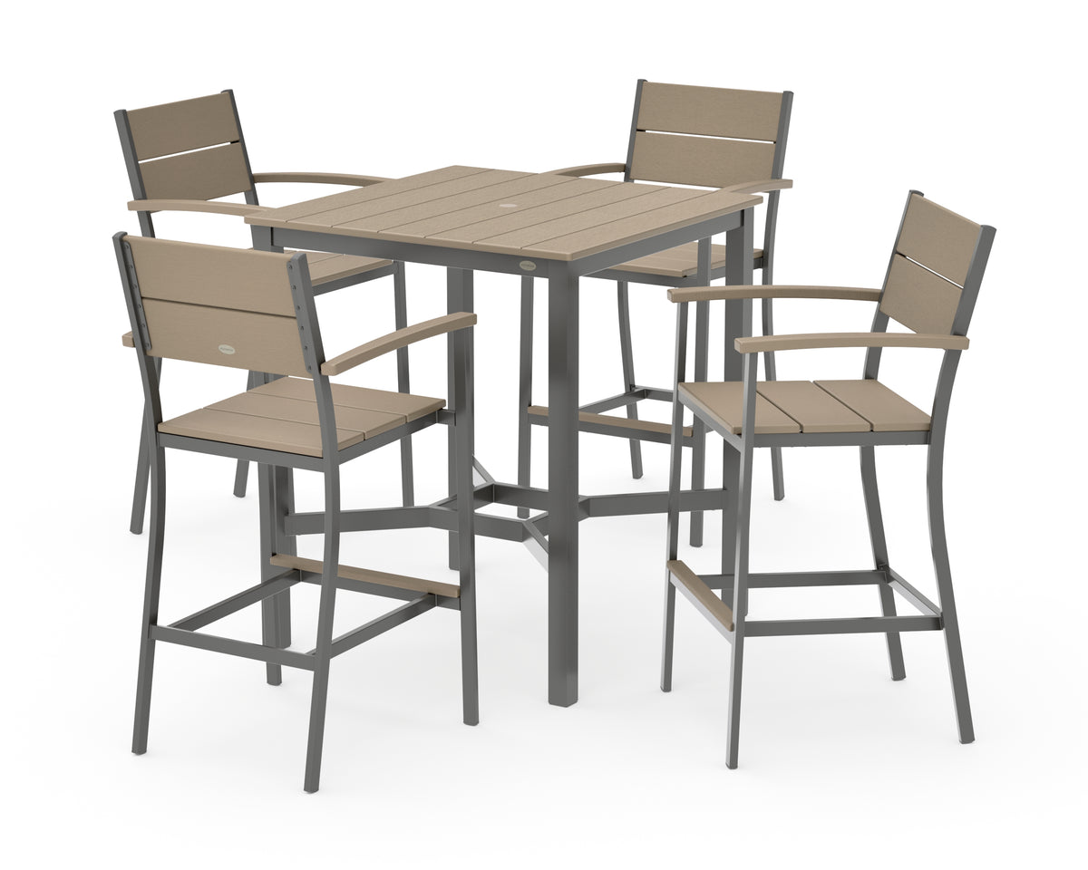 POLYWOOD Main Street 5-Piece Bar Set in Charcoal / Vintage Sahara