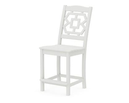 POLYWOOD Chinoiserie Counter Side Chair in Vintage White