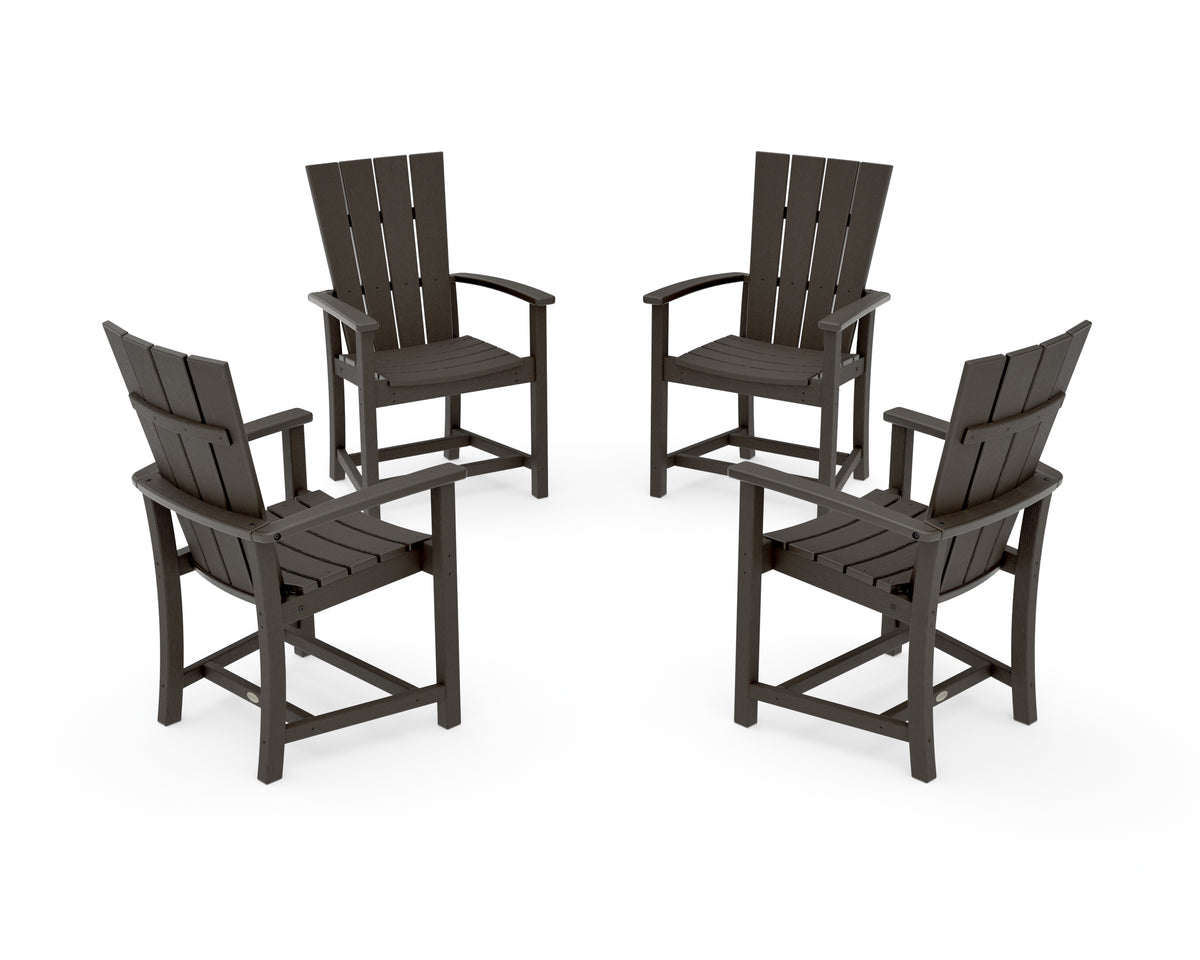 POLYWOOD Quattro 4-Piece Upright Adirondack Conversation Set in Vintage Coffee