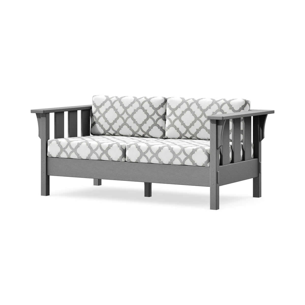 POLYWOOD Acadia Deep Seating Loveseat in Slate Grey / Trellis Grey Mist