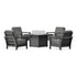 POLYWOOD Harbour 5-Piece Conversation Set with Fire Pit Table in Black
