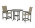 POLYWOOD Coastal Woven High-Back 3-Piece Counter Set with Trestle Legs in Slate Grey / Dune Grass