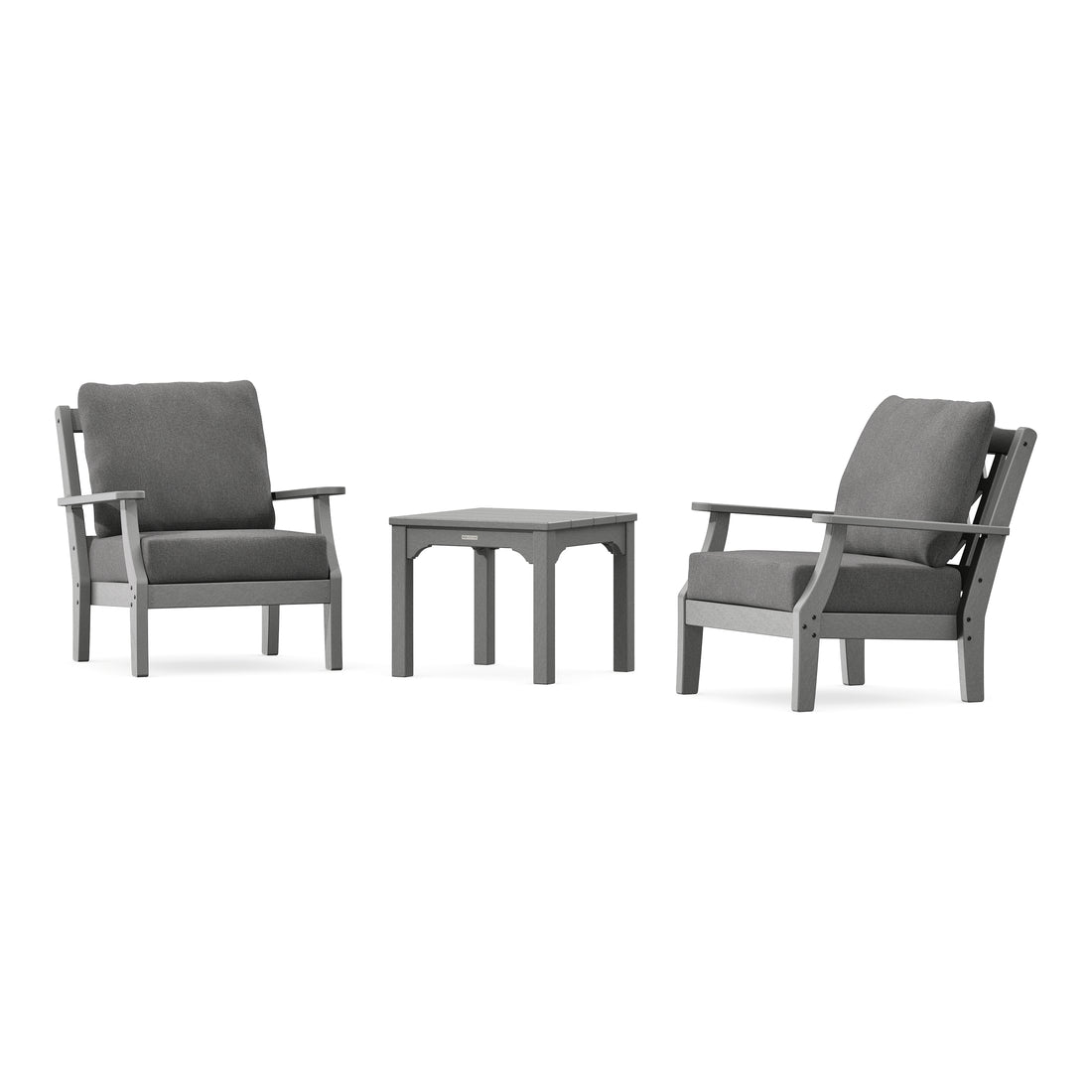 POLYWOOD Chinoiserie 3-Piece Deep Seating Set in Slate Grey