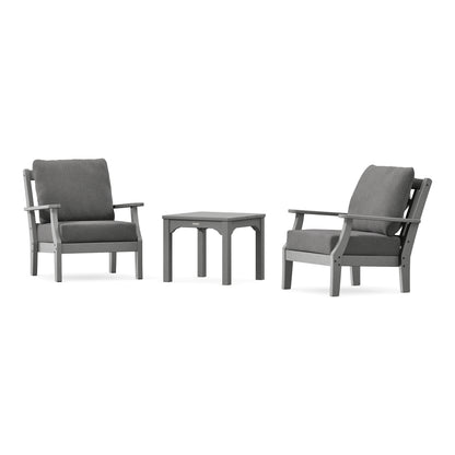 POLYWOOD Chinoiserie 3-Piece Deep Seating Set in Slate Grey