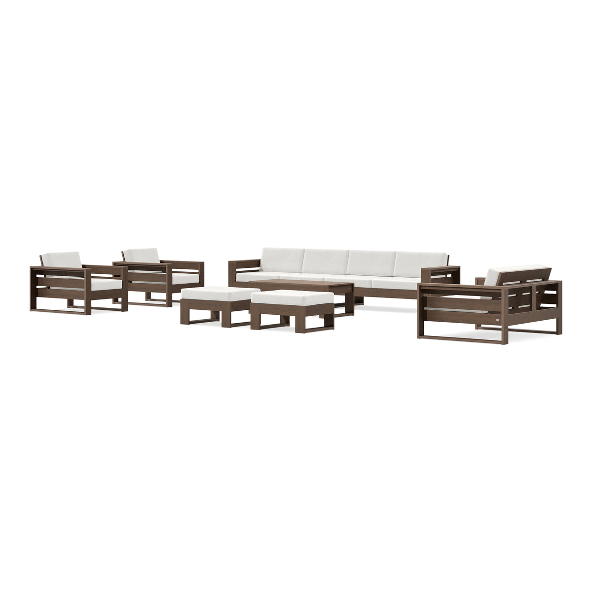 POLYWOOD PW Designer Series Latitude 8-Piece Lounge Sofa Set in Kona / Natural Linen