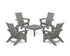 POLYWOOD 5-Piece Modern Grand Adirondack Chair Conversation Group in Slate Grey