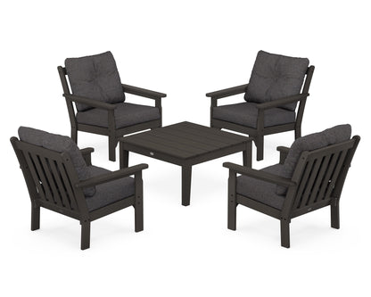 POLYWOOD Vineyard 5-Piece Deep Seating Conversation Set in Vintage Coffee / Ash Charcoal