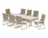 POLYWOOD EDGE Woven High-Back 9-Piece Farmhouse Dining Set with Trestle Legs in Sand / Dune Grass