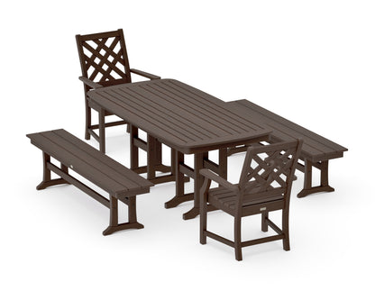 POLYWOOD Wovendale 5-Piece Dining Set with Benches in Kona