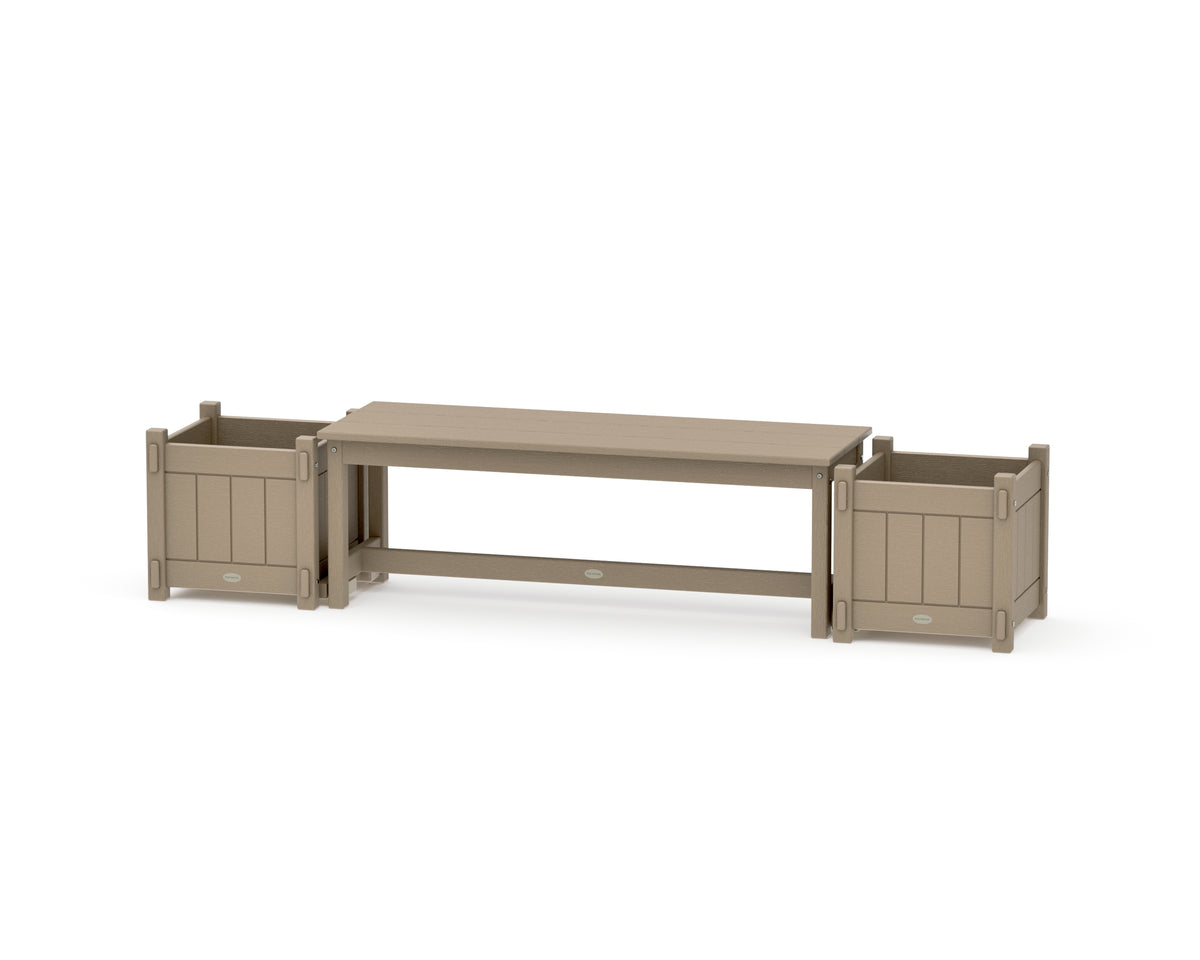 POLYWOOD 48" Vineyard Straight Planter Bench Set in Vintage Sahara