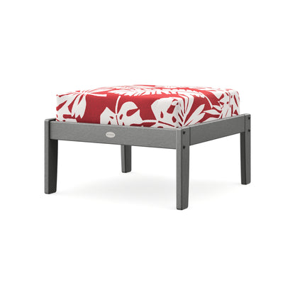 POLYWOOD Braxton Deep Seating Ottoman in Slate Grey / Leaf Crimson