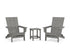POLYWOOD 3-Piece Modern Studio Folding Adirondack Set in Slate Grey