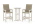 POLYWOOD Coastal Woven High-Back 3-Piece Farmhouse Bar Set in Sand / Dune Grass