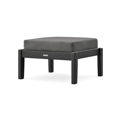 POLYWOOD Chinoiserie Deep Seating Ottoman in Black / Ash Charcoal
