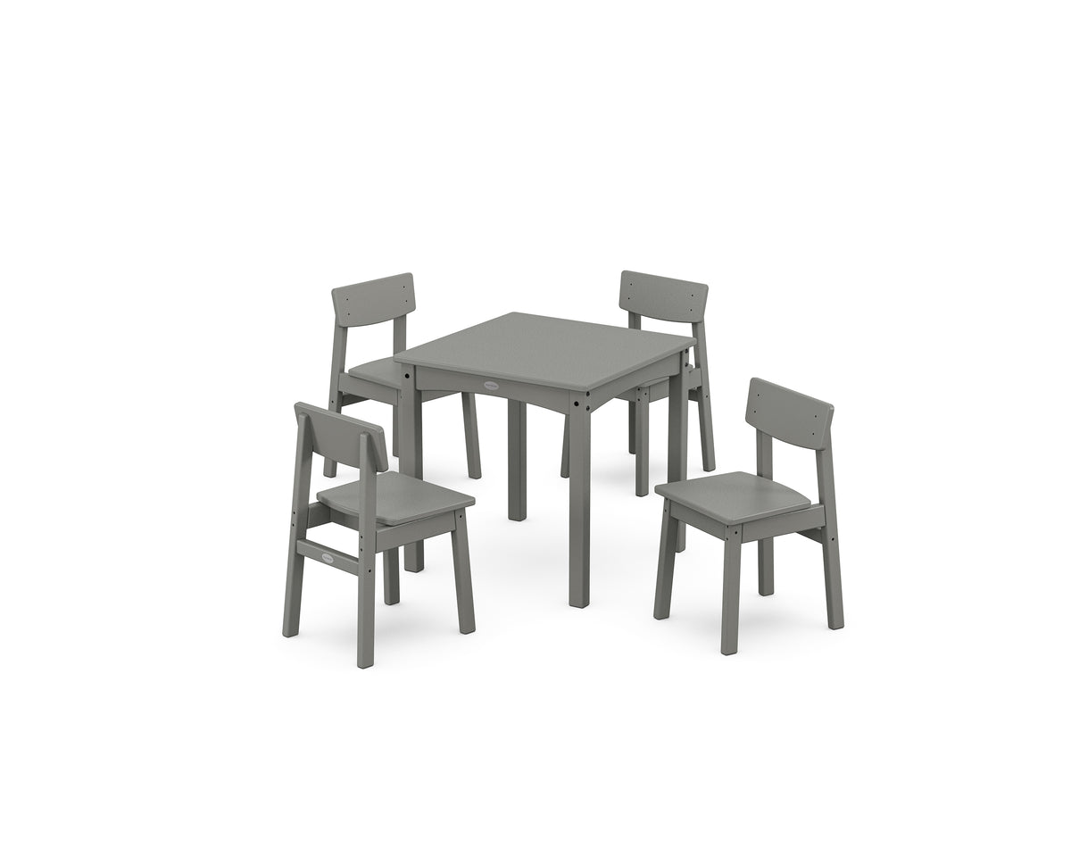 POLYWOOD Modern Studio Kids 5-Piece Dining Set in Slate Grey