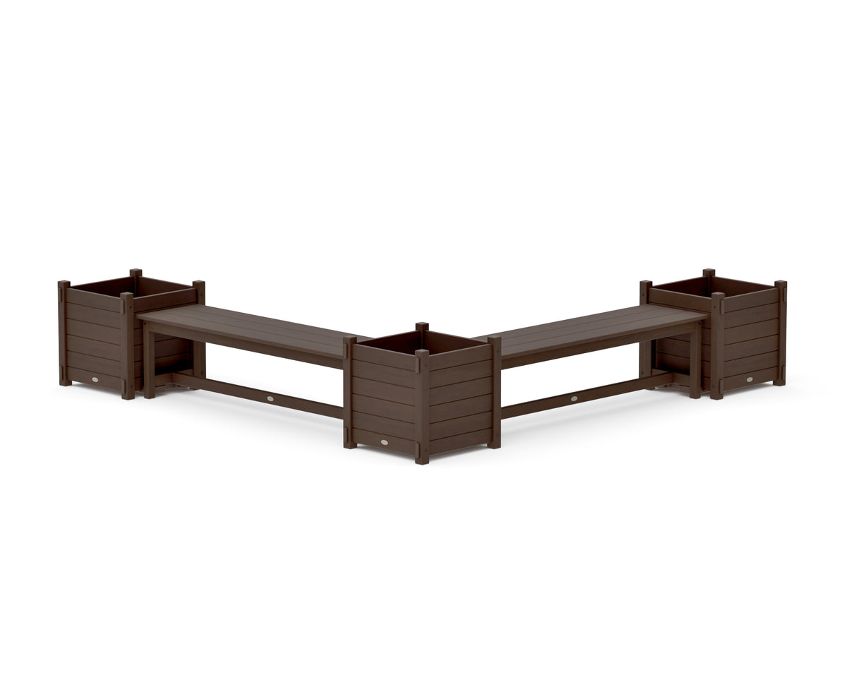 POLYWOOD 60" Nautical L-Shaped Planter Bench Corner Set - Large in Kona