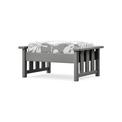 POLYWOOD Acadia Deep Seating Ottoman in Slate Grey / Leaf Grey Mist