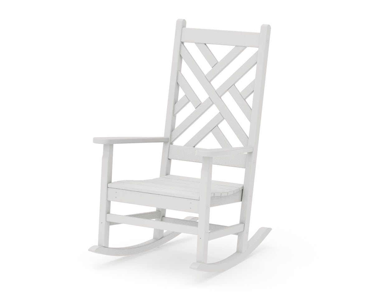 POLYWOOD Chippendale Porch Rocking Chair in Vintage White
