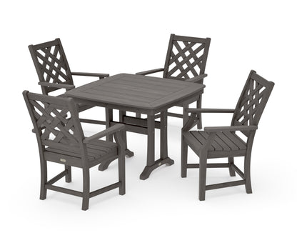 POLYWOOD Wovendale 5-Piece Dining Set with Trestle Legs in Driftwood